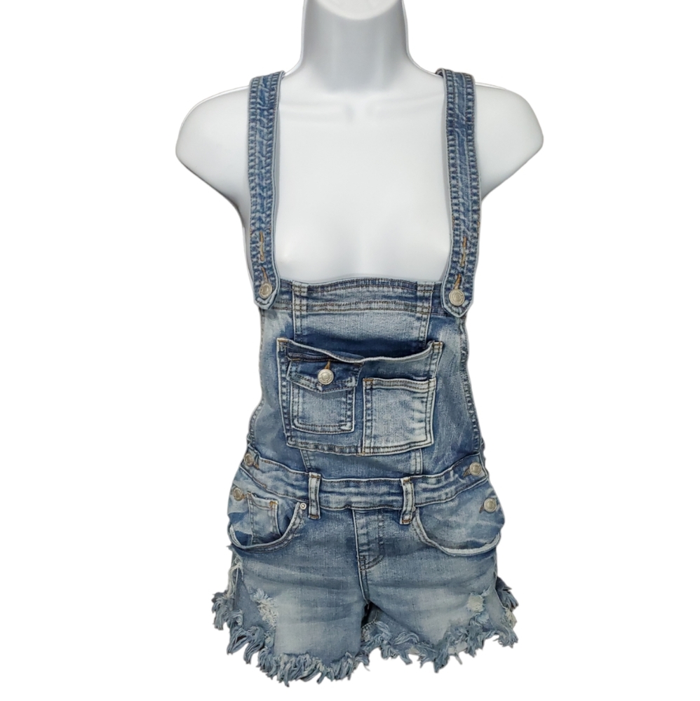 Almost Famous Blue Denim Overall Shorts